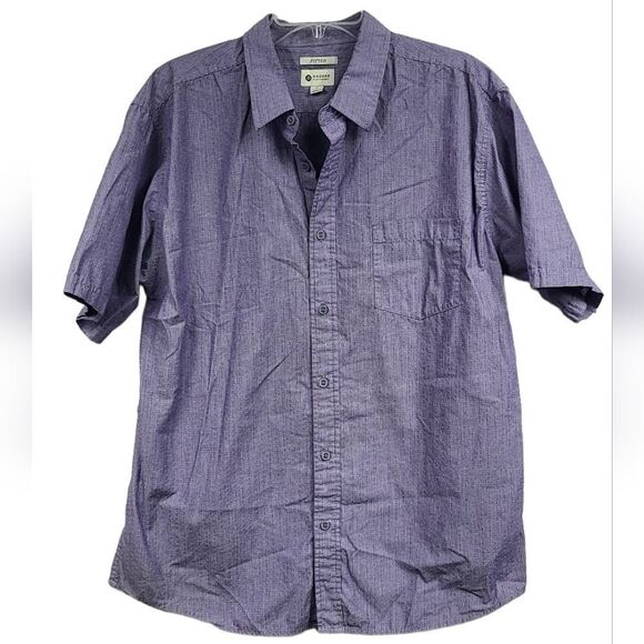 Haggar Men's XL Purple Pique Fitted Short Sleeve Camp Casual Button Down Shirt - Picture 2 of 9